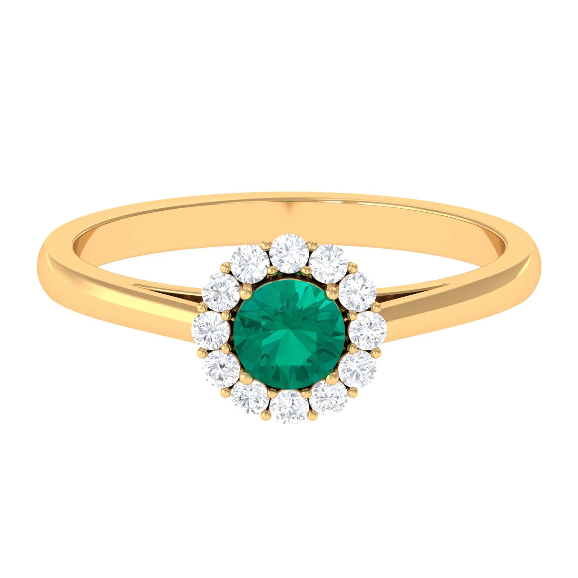 1 CT Emerald Engagement Ring with Diamond Halo