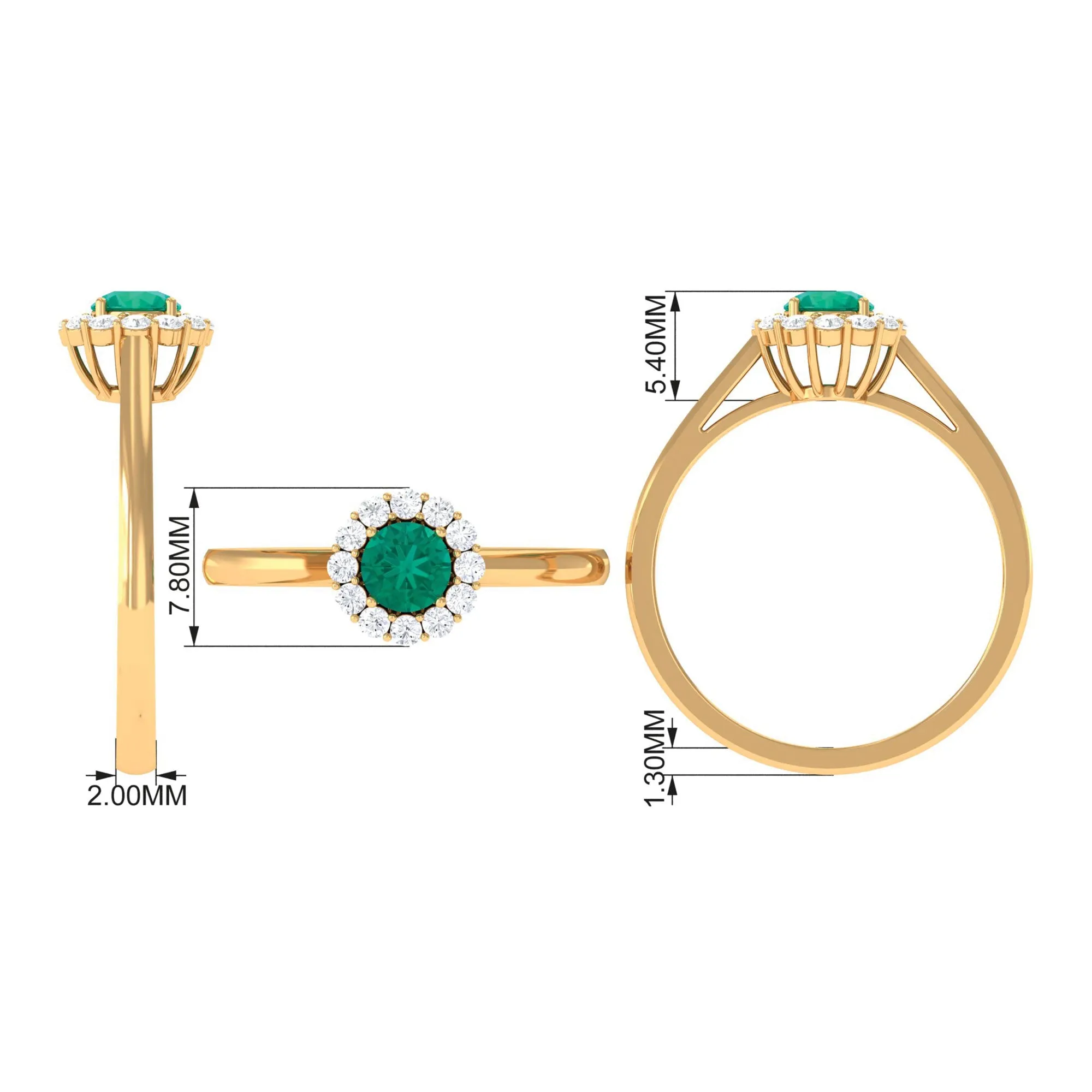 1 CT Emerald Engagement Ring with Diamond Halo