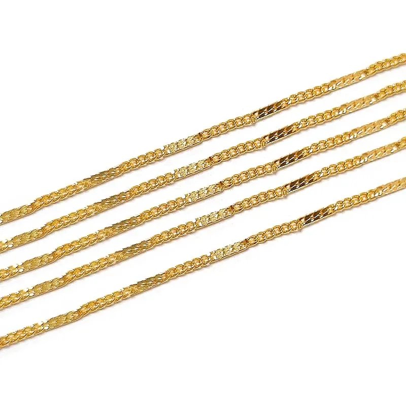 1 METER PKG. THIN CHAIN ANTI-TARNISH GOLD PLATED JEWELRY MAKING LOOSE CHAIN.