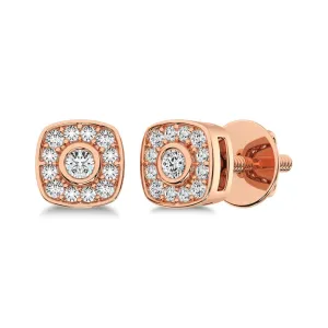 10K Rose Gold 1/5 Ct.Tw. Diamond Square Shape Stud Earrings