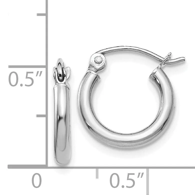 14k White Gold Lightweight Hoop Earrings