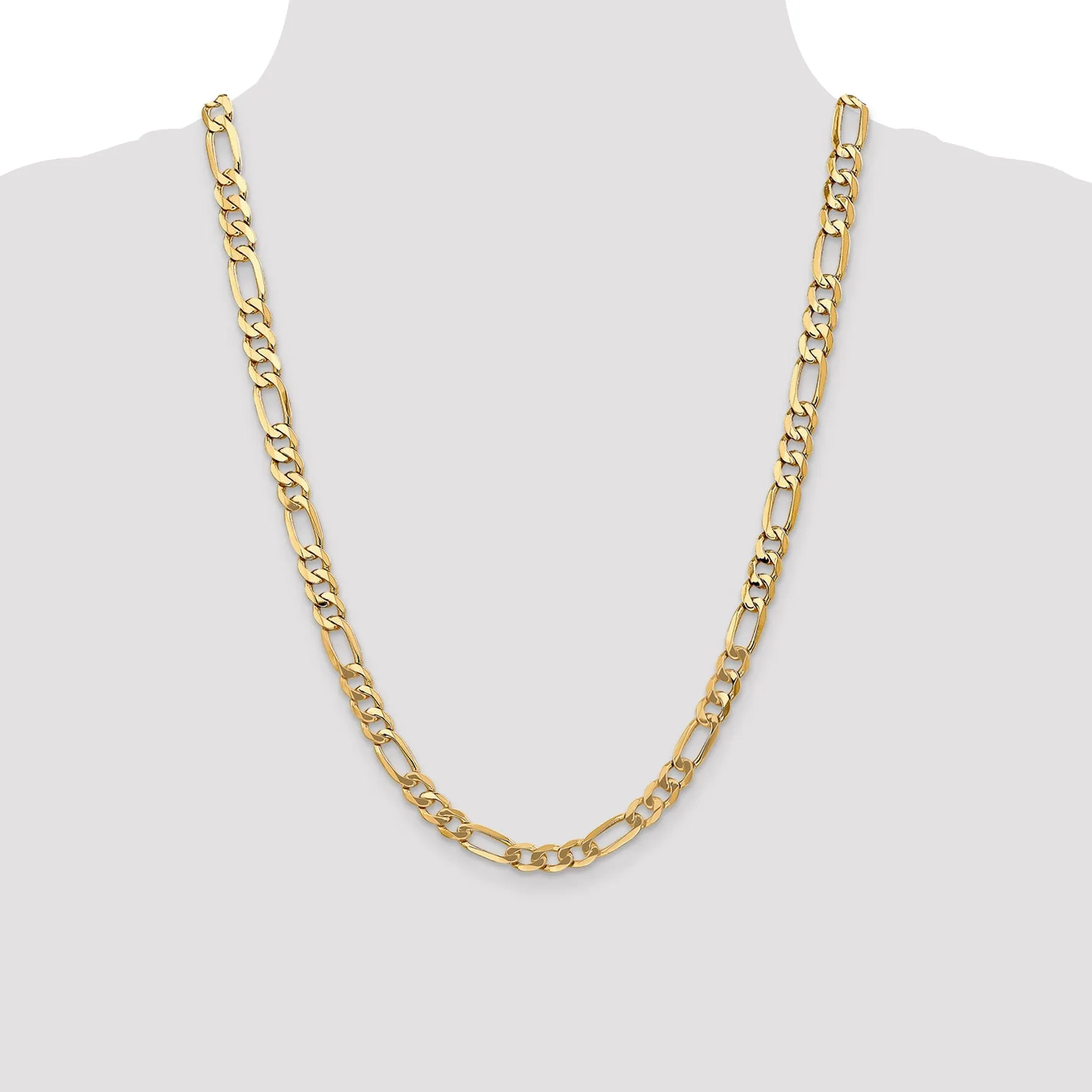 14k Yellow Gold 7.00-mm Flat Solid Figaro Chain