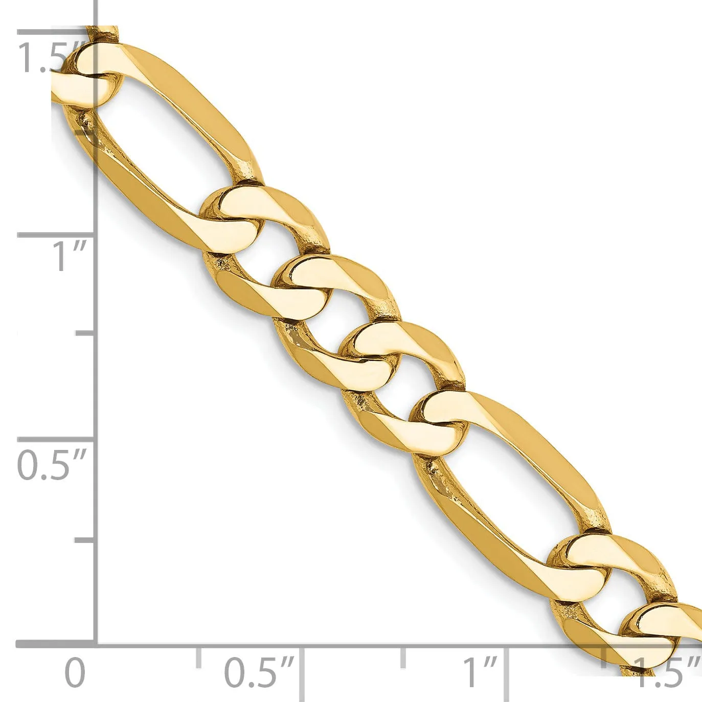 14k Yellow Gold 7.00-mm Flat Solid Figaro Chain