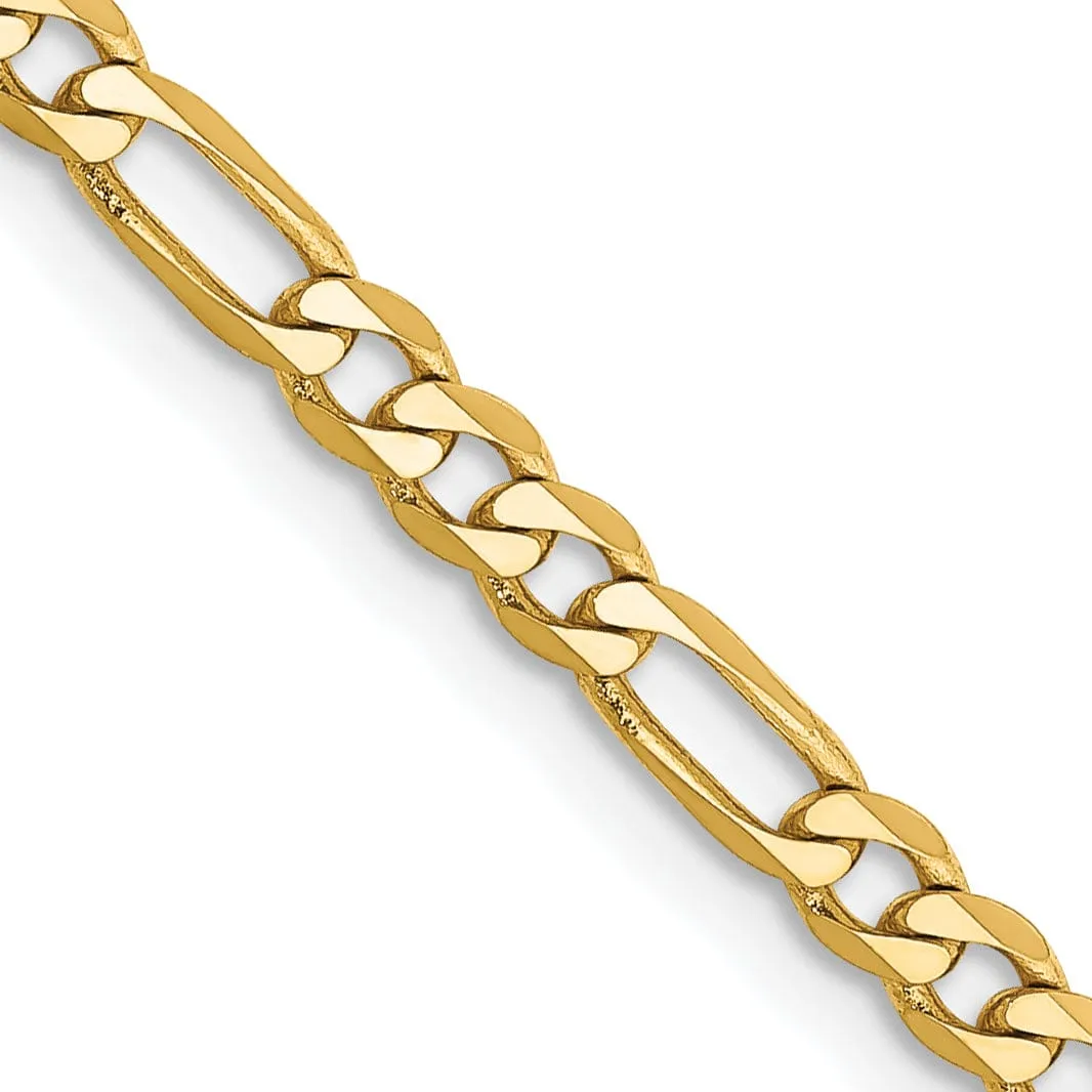 14k Yellow Gold 7.00-mm Flat Solid Figaro Chain