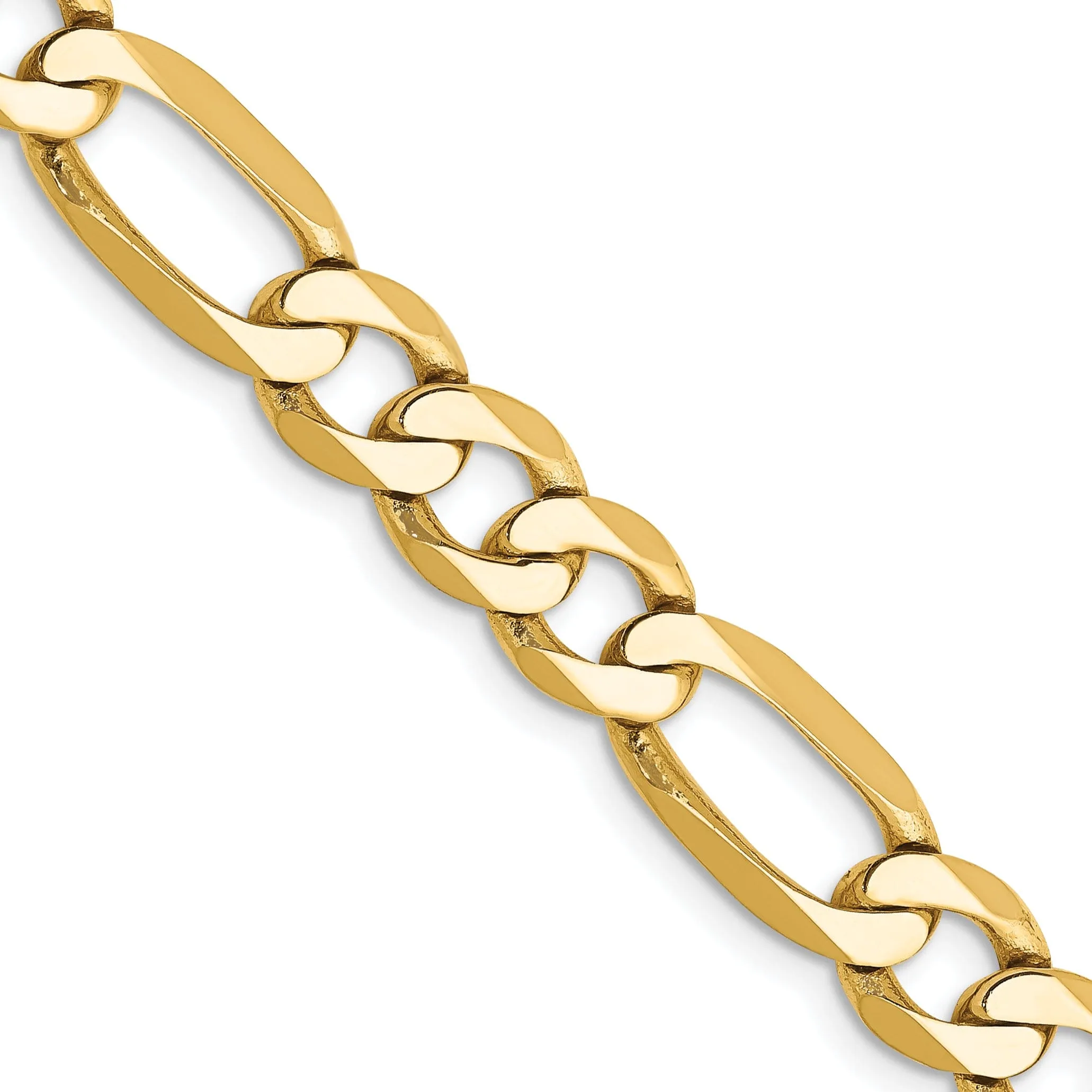 14k Yellow Gold 7.00-mm Flat Solid Figaro Chain