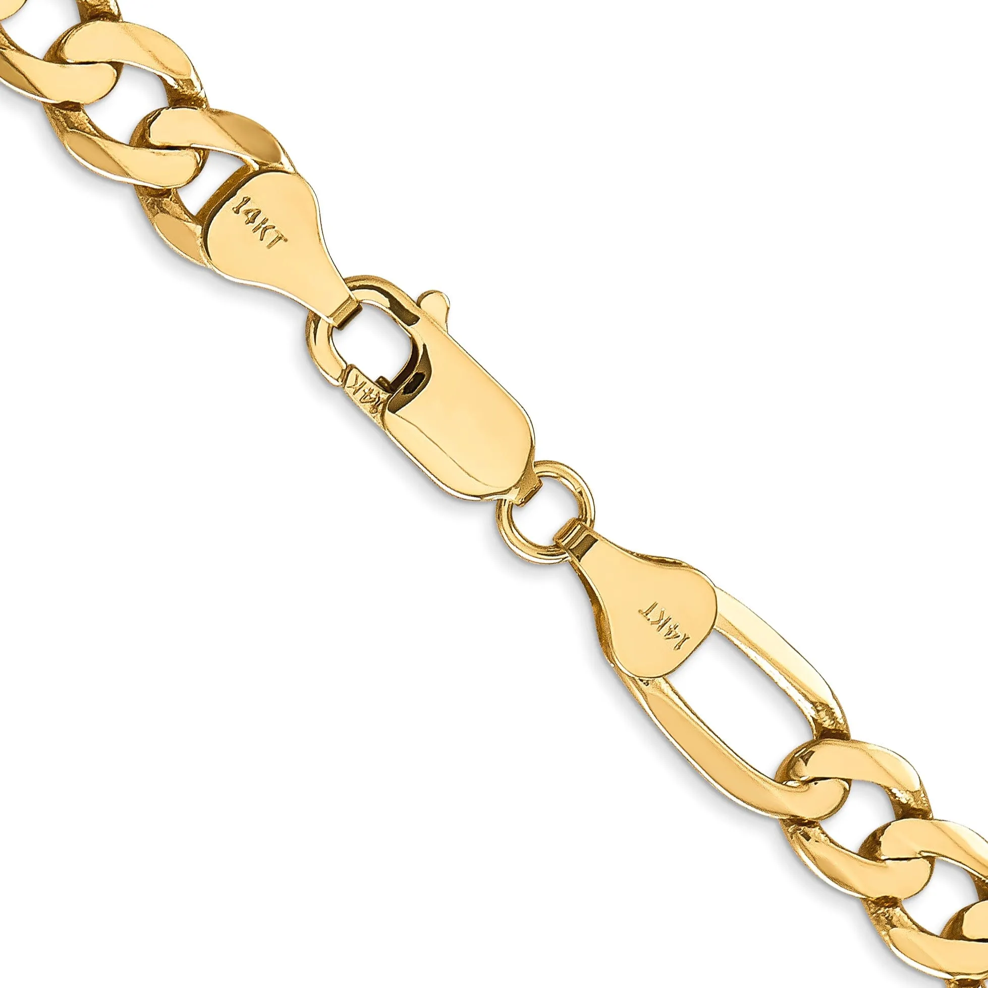 14k Yellow Gold 7.00-mm Flat Solid Figaro Chain