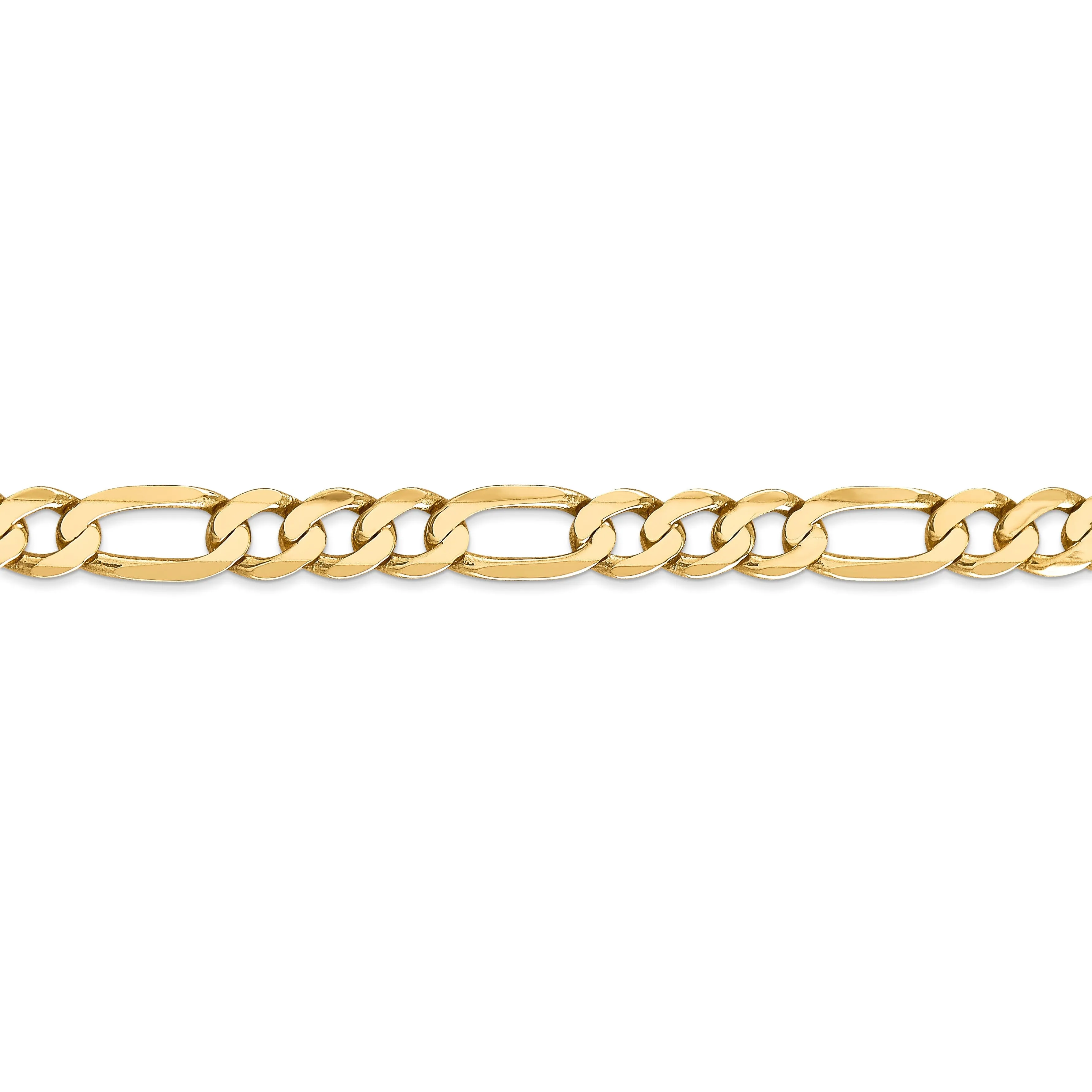 14k Yellow Gold 7.00-mm Flat Solid Figaro Chain