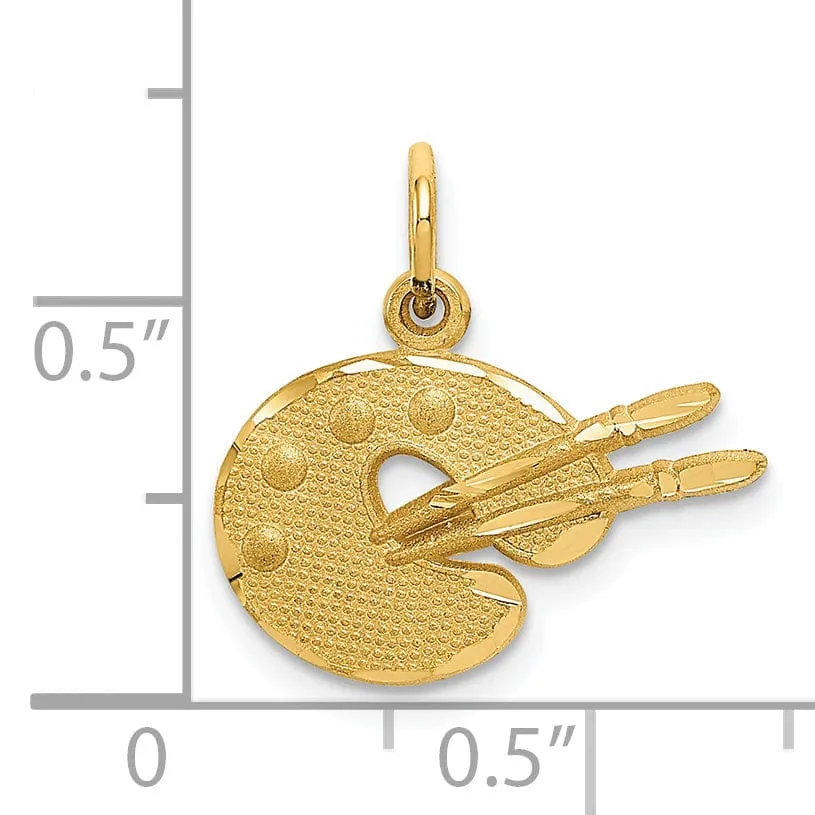 14k Yellow Gold Artist Palette Charm Pendant