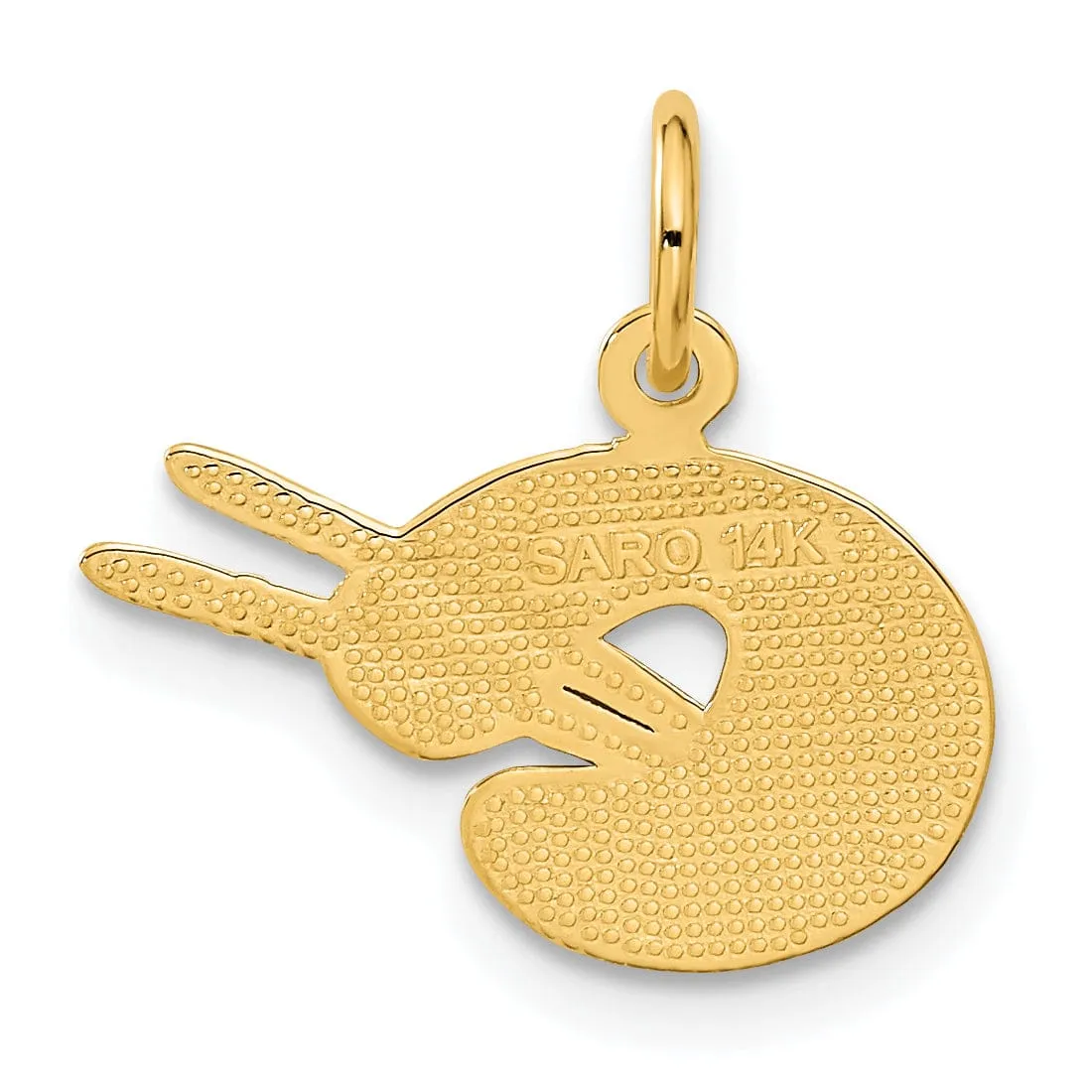 14k Yellow Gold Artist Palette Charm Pendant