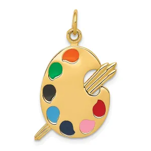 14k Yellow Gold Enameled Artist Palette Charm