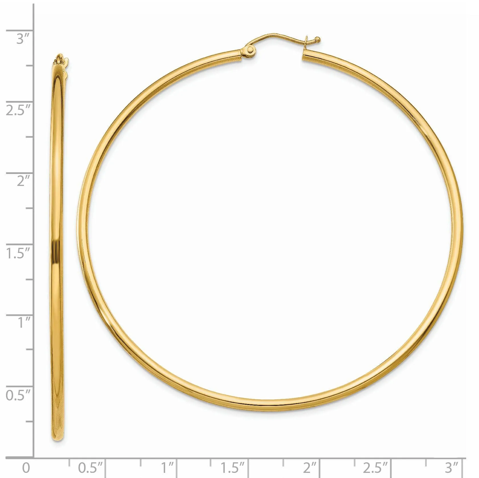 14k Yellow Gold Lightweight Tube Hoop Earrings 2M