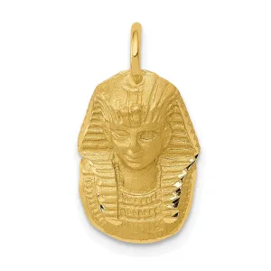 14k Yellow Gold Satin Diamond Cut Finish Solid King Tut Charm Pendant