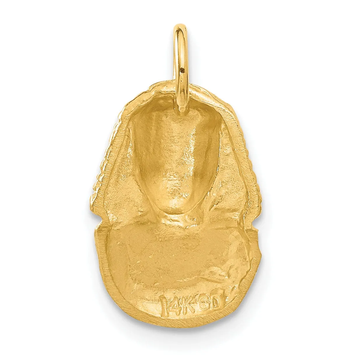 14k Yellow Gold Satin Diamond Cut Finish Solid King Tut Charm Pendant