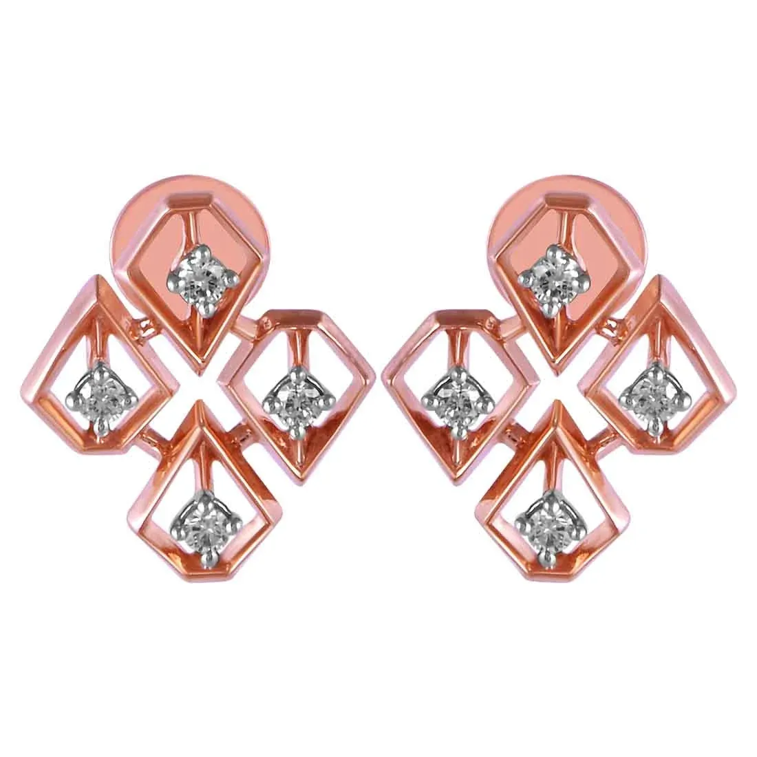 14KT (585) Rose Gold & Diamond Stud Earrings