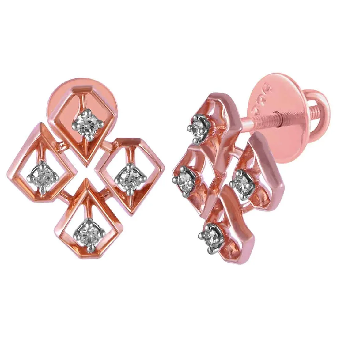 14KT (585) Rose Gold & Diamond Stud Earrings