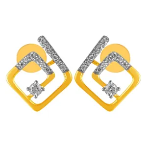 14KT (585) Yellow Gold & Graceful Diamond Stud Earrings