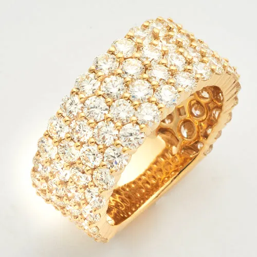 14KY 7.00CTW DIAMOND 4 ROW MENS BAND