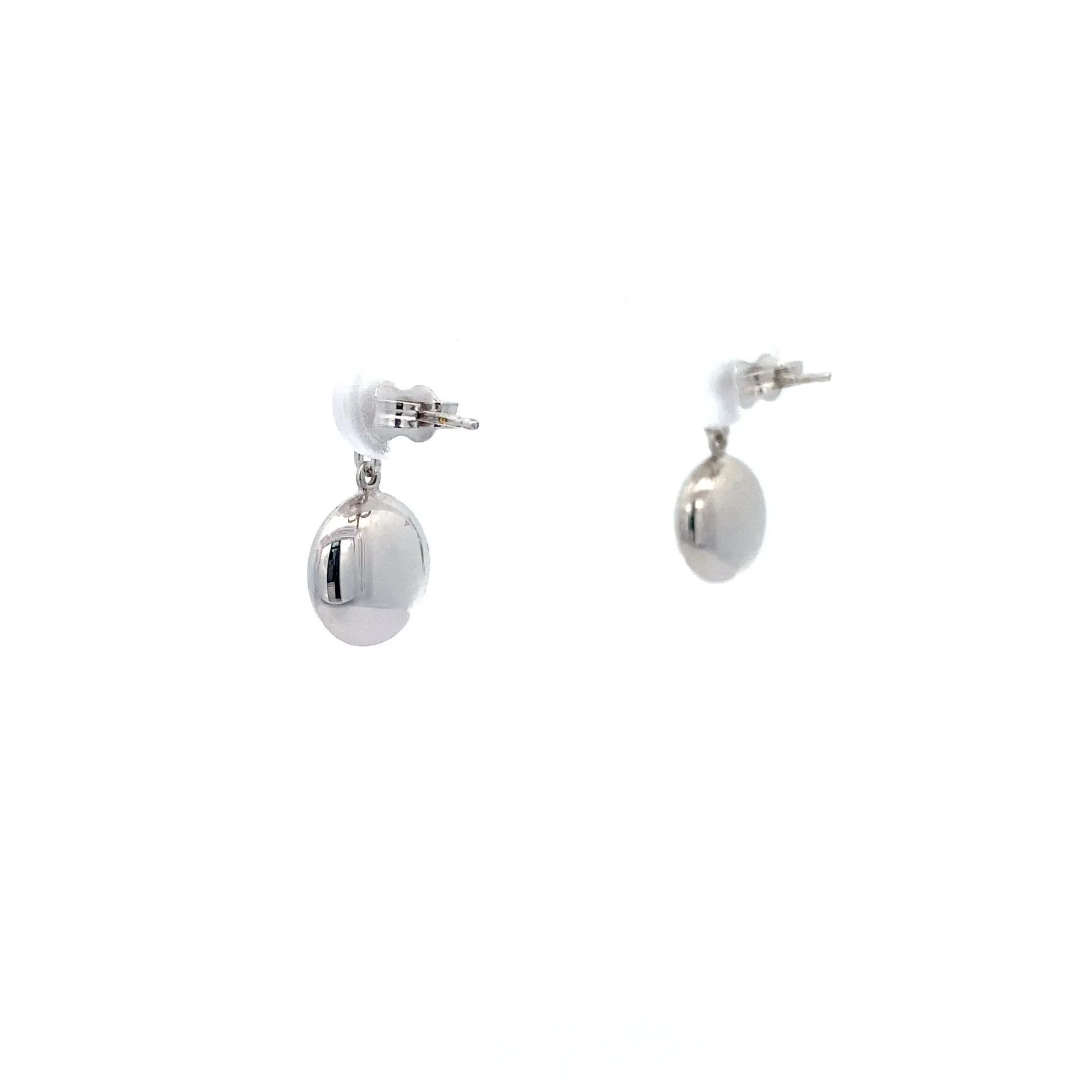 9ct White Gold Button Drop Studs