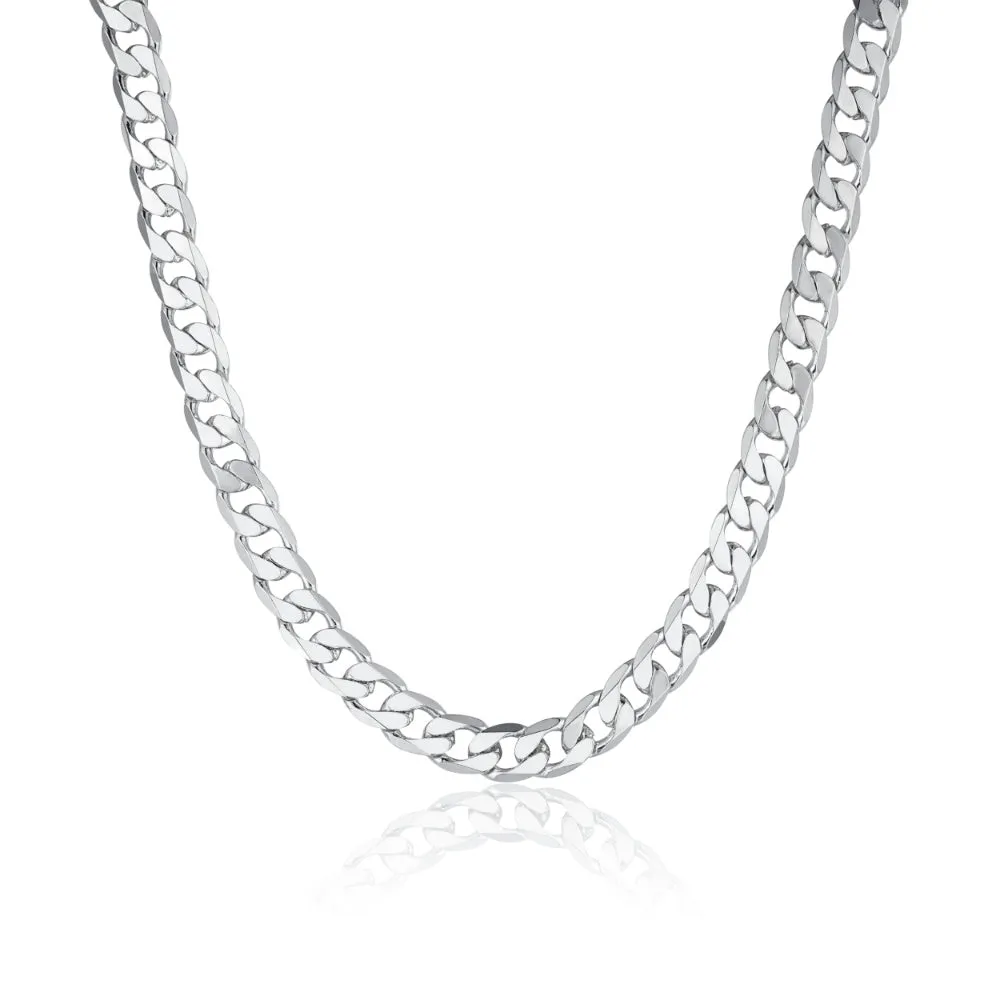 9mm Silver Cuban Curb Chain Necklace 24 Inches