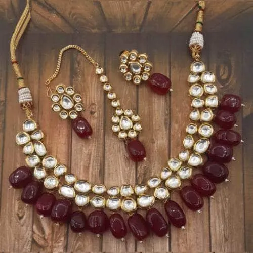 Abstract Kundan Beaded Necklace Set