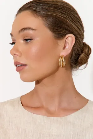 Adorne Jewellery Crossover Metal Hoops - Gold