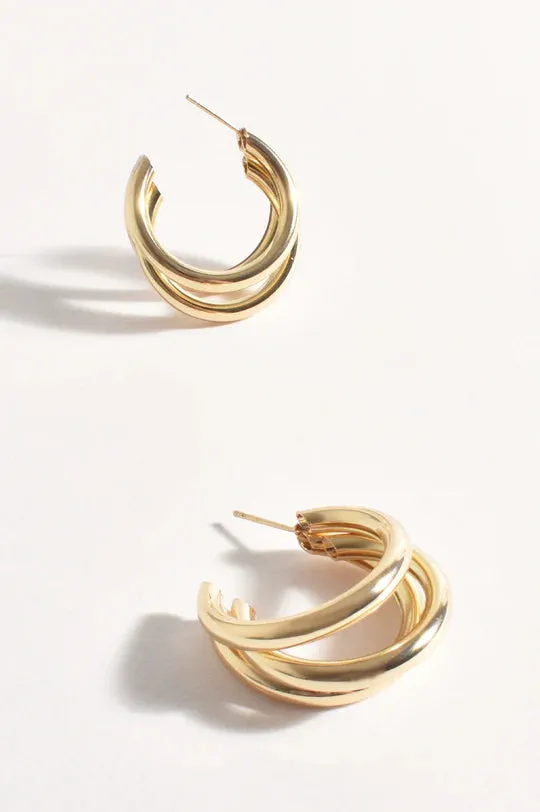 Adorne Jewellery Crossover Metal Hoops - Gold