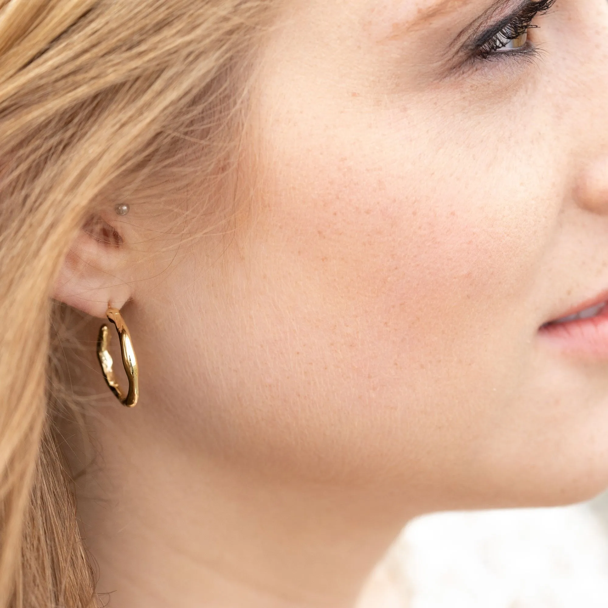 Alluvial Hoop Earrings In Solid 14k Recycled Gold