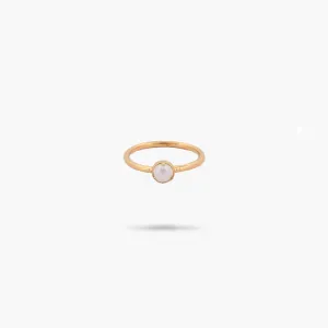 Amare Wear Petite Pinky Freshwater Pearl Solitaire Ring- June Birthstone