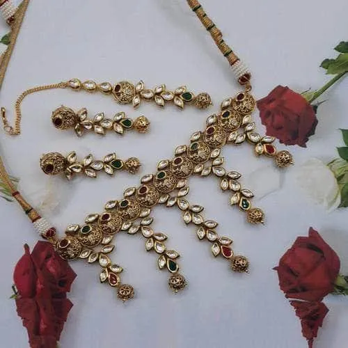 Antique Gold Choker Tassel Set