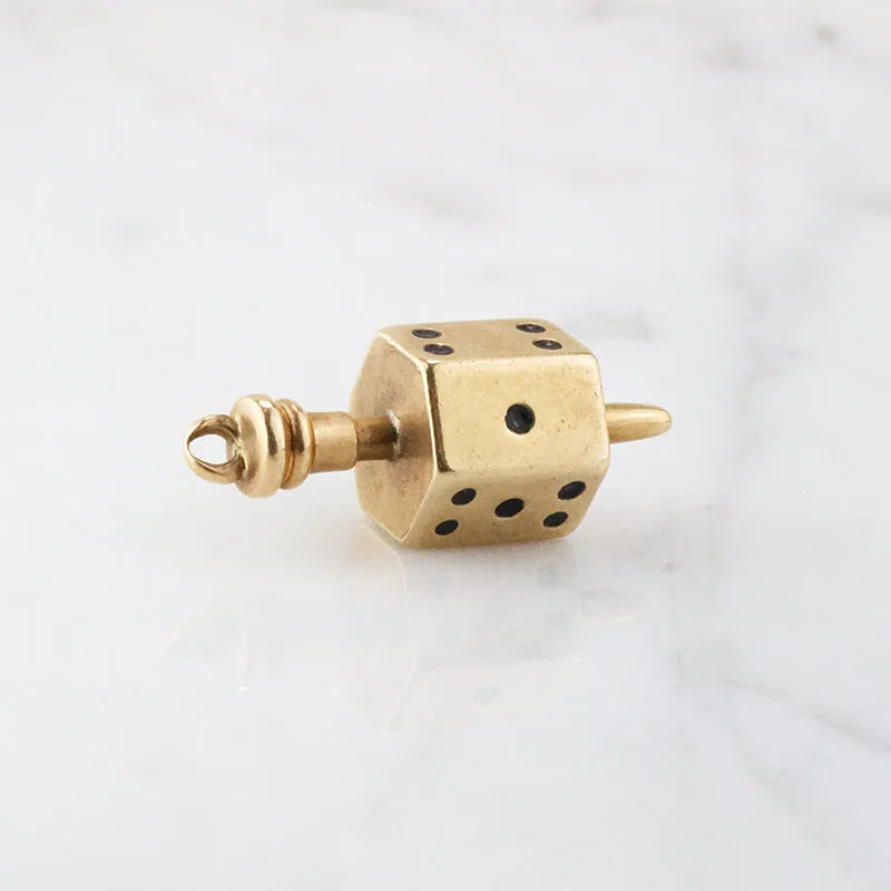 Antique Gold Dice Spinner Pendant