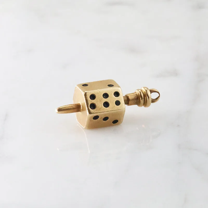 Antique Gold Dice Spinner Pendant