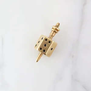 Antique Gold Dice Spinner Pendant