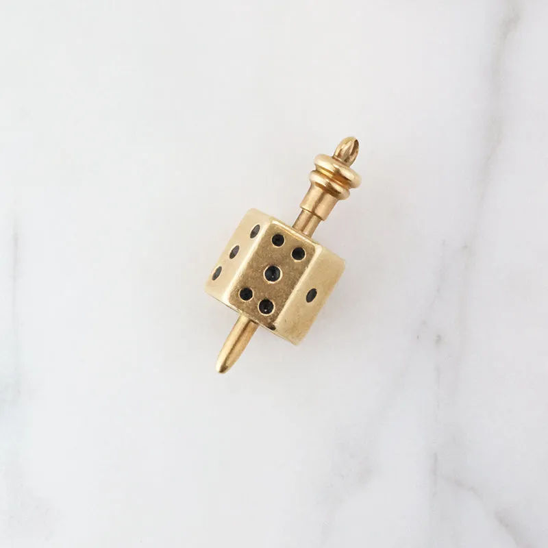 Antique Gold Dice Spinner Pendant