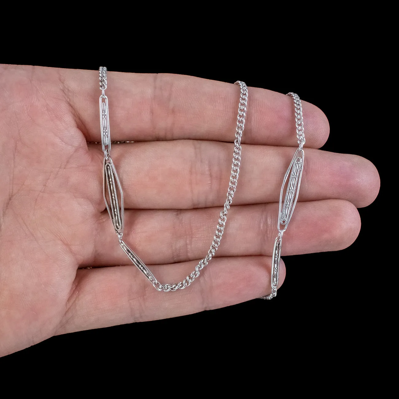 Antique Victorian Long Silver Chain Murrle Bennett