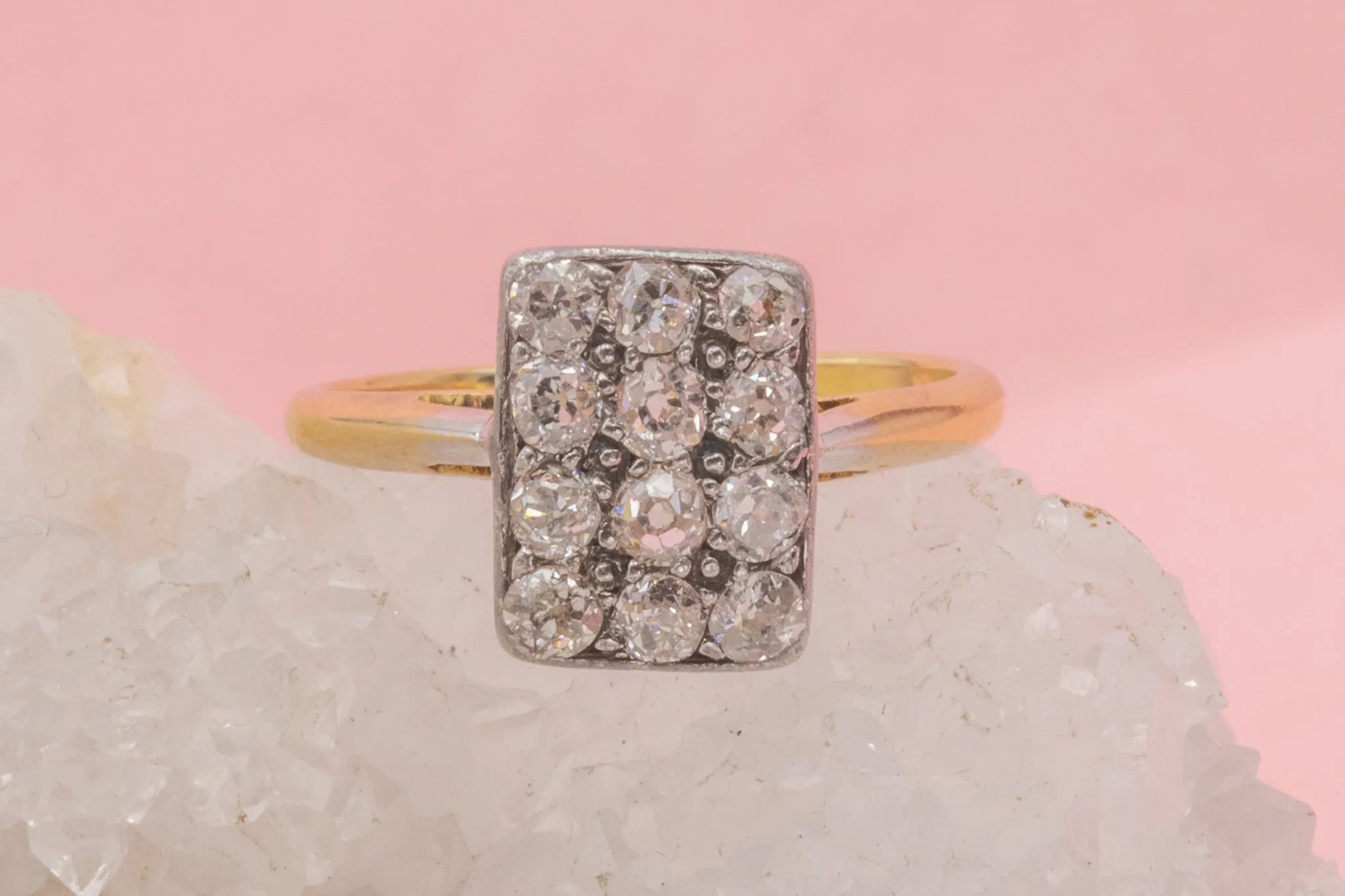 Art Deco 18ct Gold Diamond Panel Ring, 0.50ct