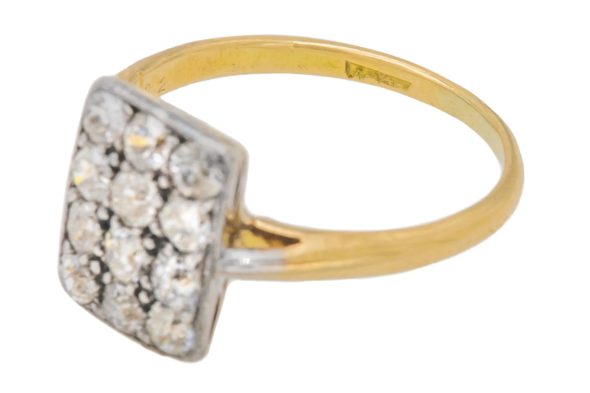 Art Deco 18ct Gold Diamond Panel Ring, 0.50ct