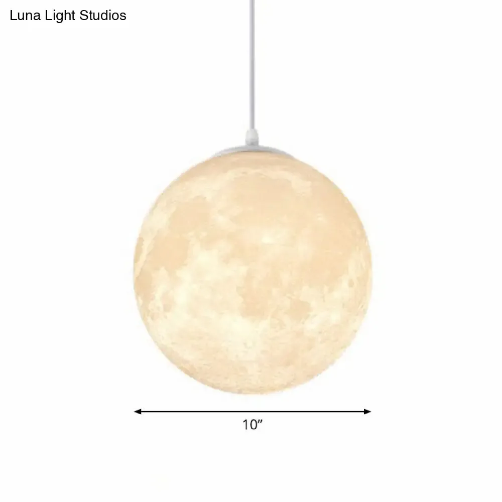 Artistic Moon Restaurant LED Suspension Lamp - White Metal Hanging Ceiling Light