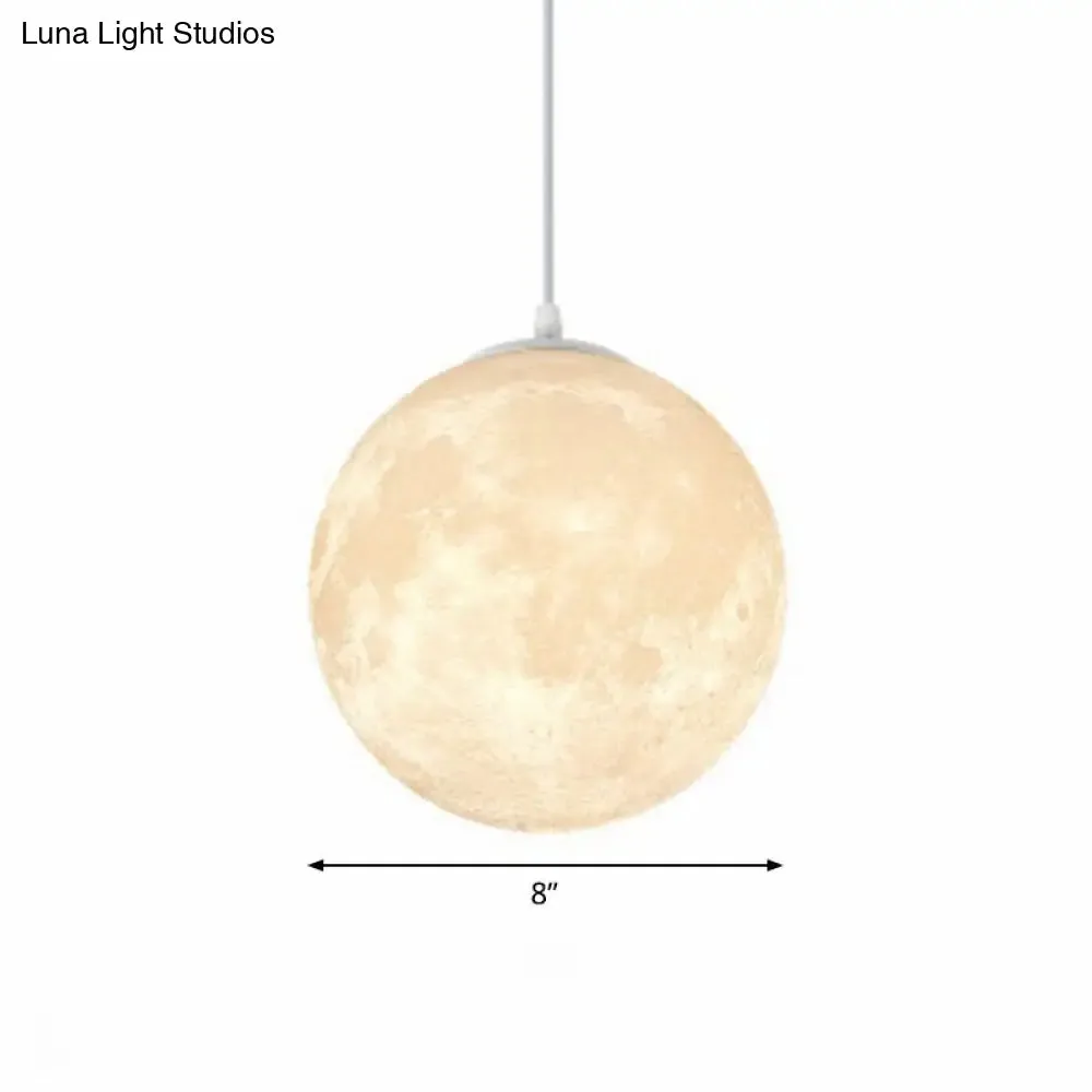 Artistic Moon Restaurant LED Suspension Lamp - White Metal Hanging Ceiling Light