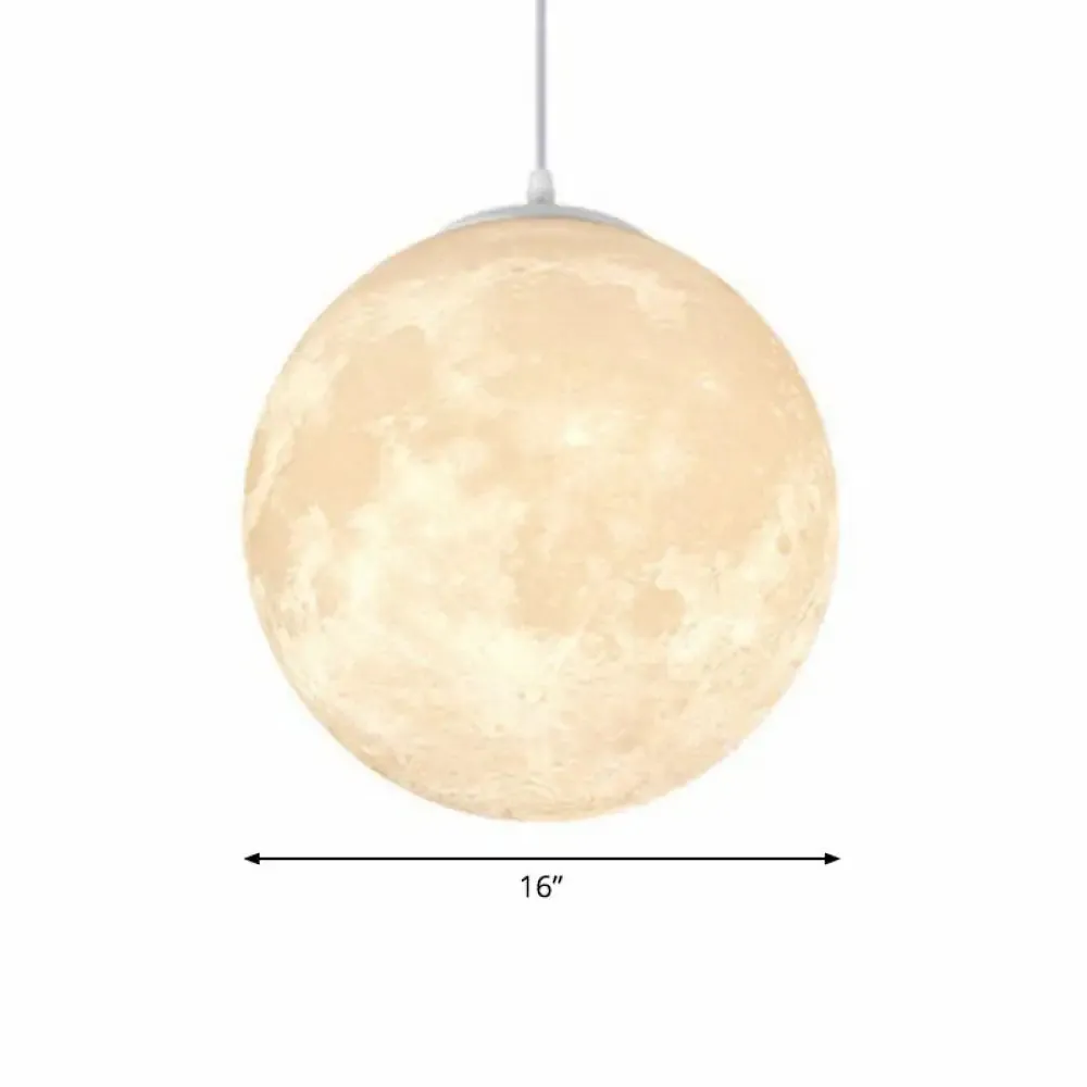 Artistic Moon Restaurant LED Suspension Lamp - White Metal Hanging Ceiling Light