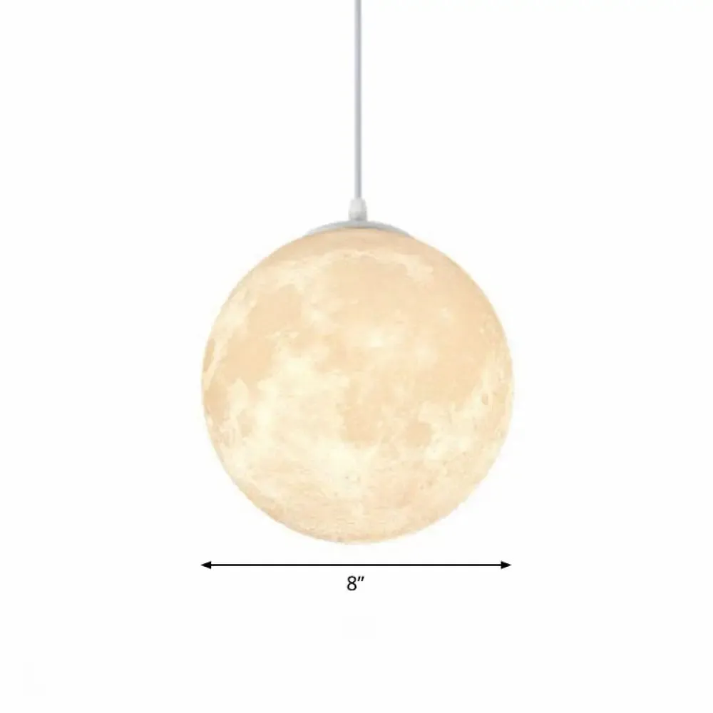 Artistic Moon Restaurant LED Suspension Lamp - White Metal Hanging Ceiling Light