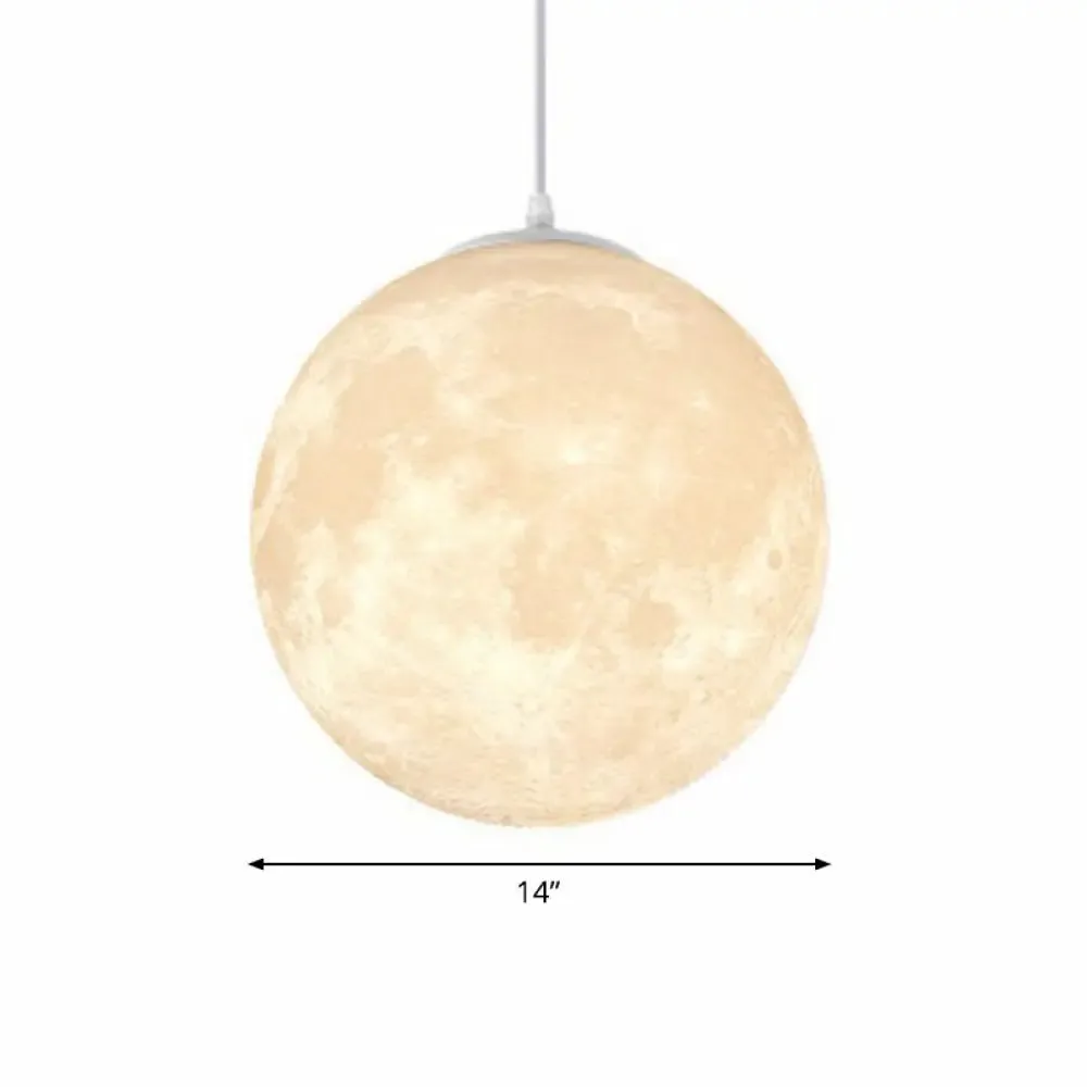 Artistic Moon Restaurant LED Suspension Lamp - White Metal Hanging Ceiling Light