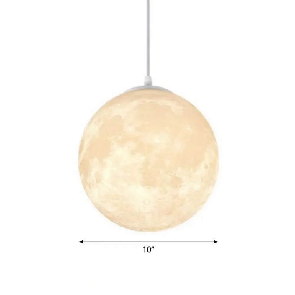 Artistic Moon Restaurant LED Suspension Lamp - White Metal Hanging Ceiling Light