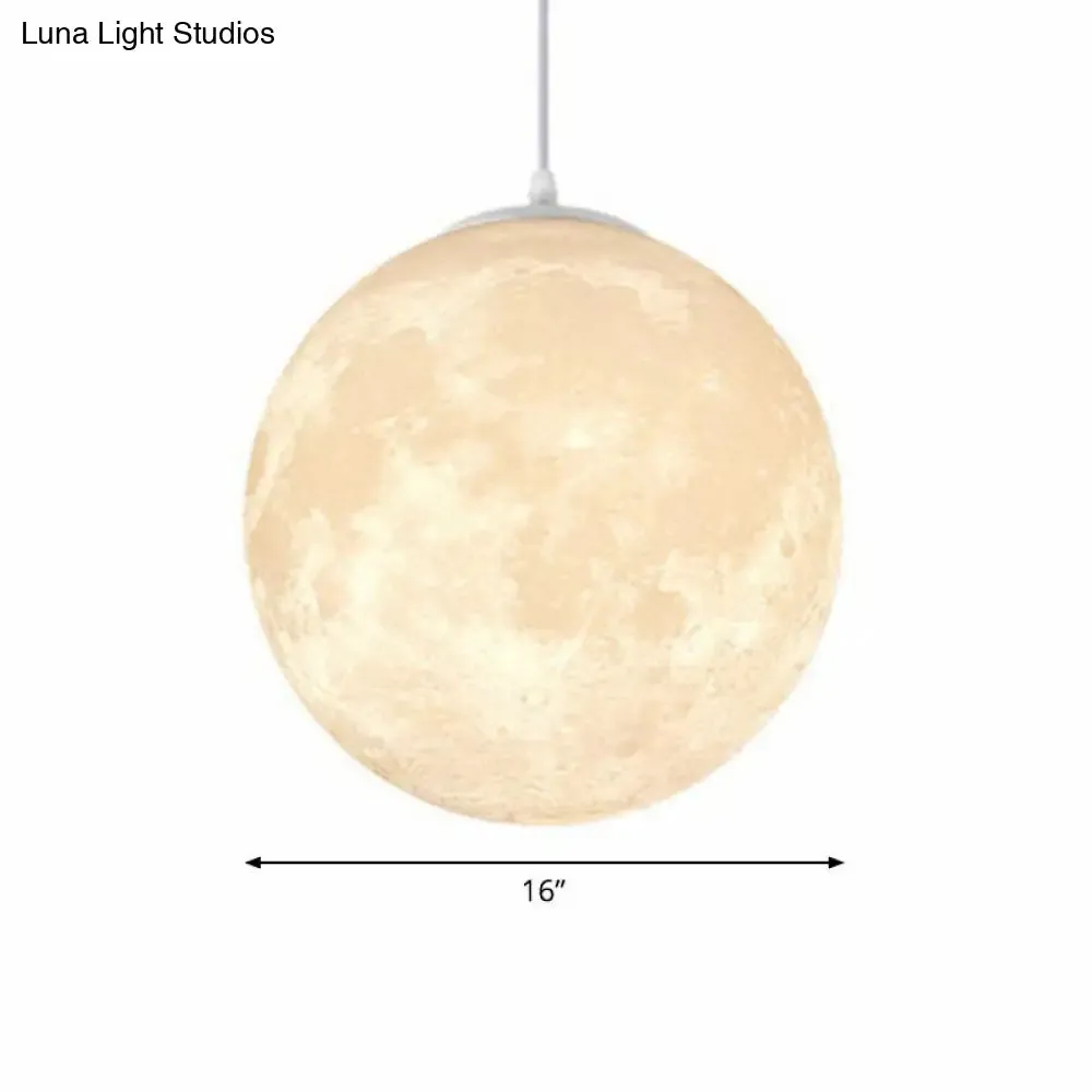 Artistic Moon Restaurant LED Suspension Lamp - White Metal Hanging Ceiling Light