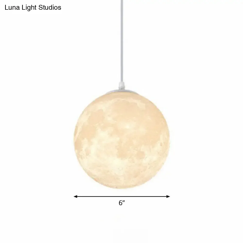 Artistic Moon Restaurant LED Suspension Lamp - White Metal Hanging Ceiling Light