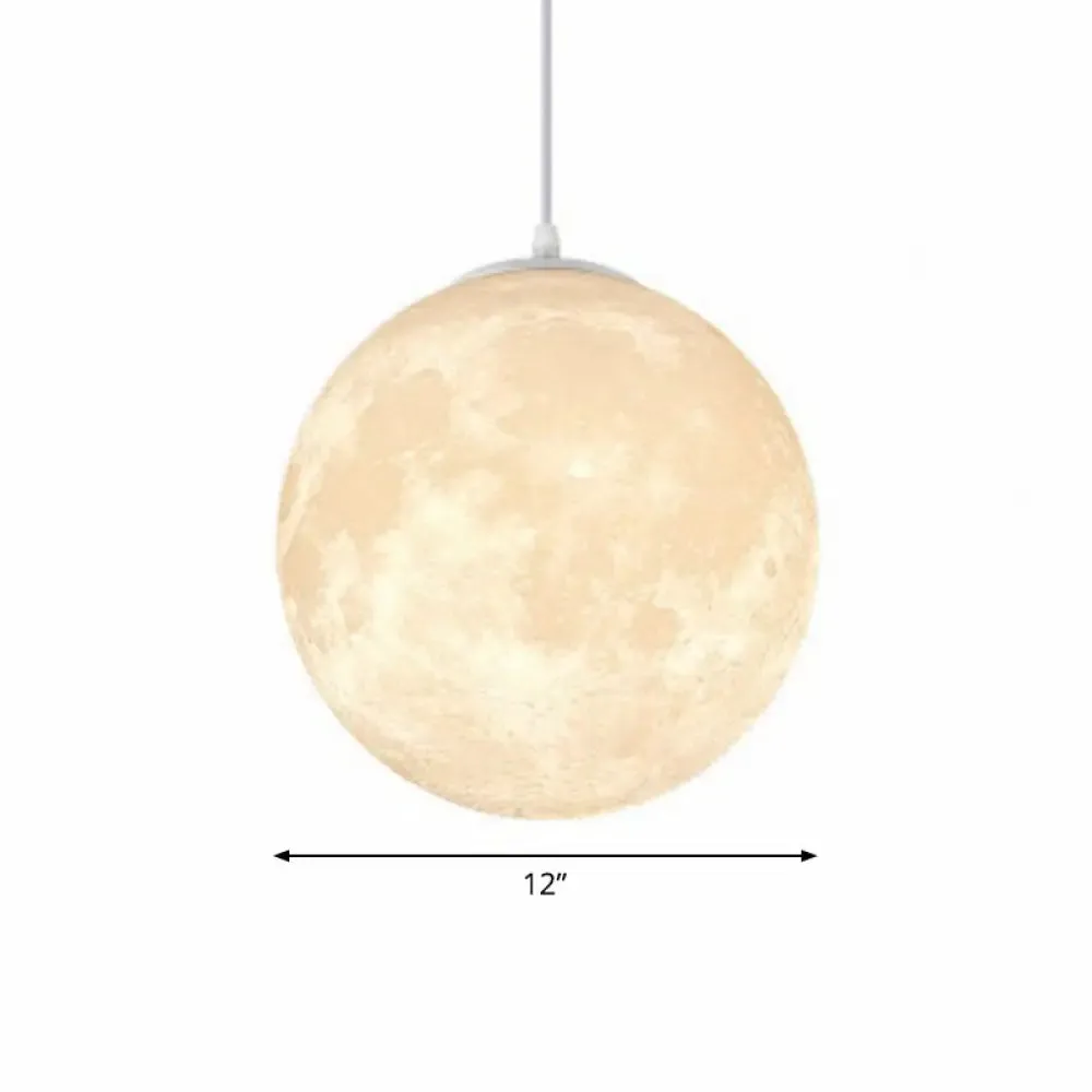 Artistic Moon Restaurant LED Suspension Lamp - White Metal Hanging Ceiling Light