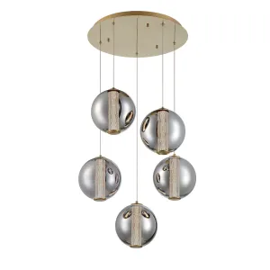 Atomo 5 Lights 26 in. LED Pendant Light Gold Finish