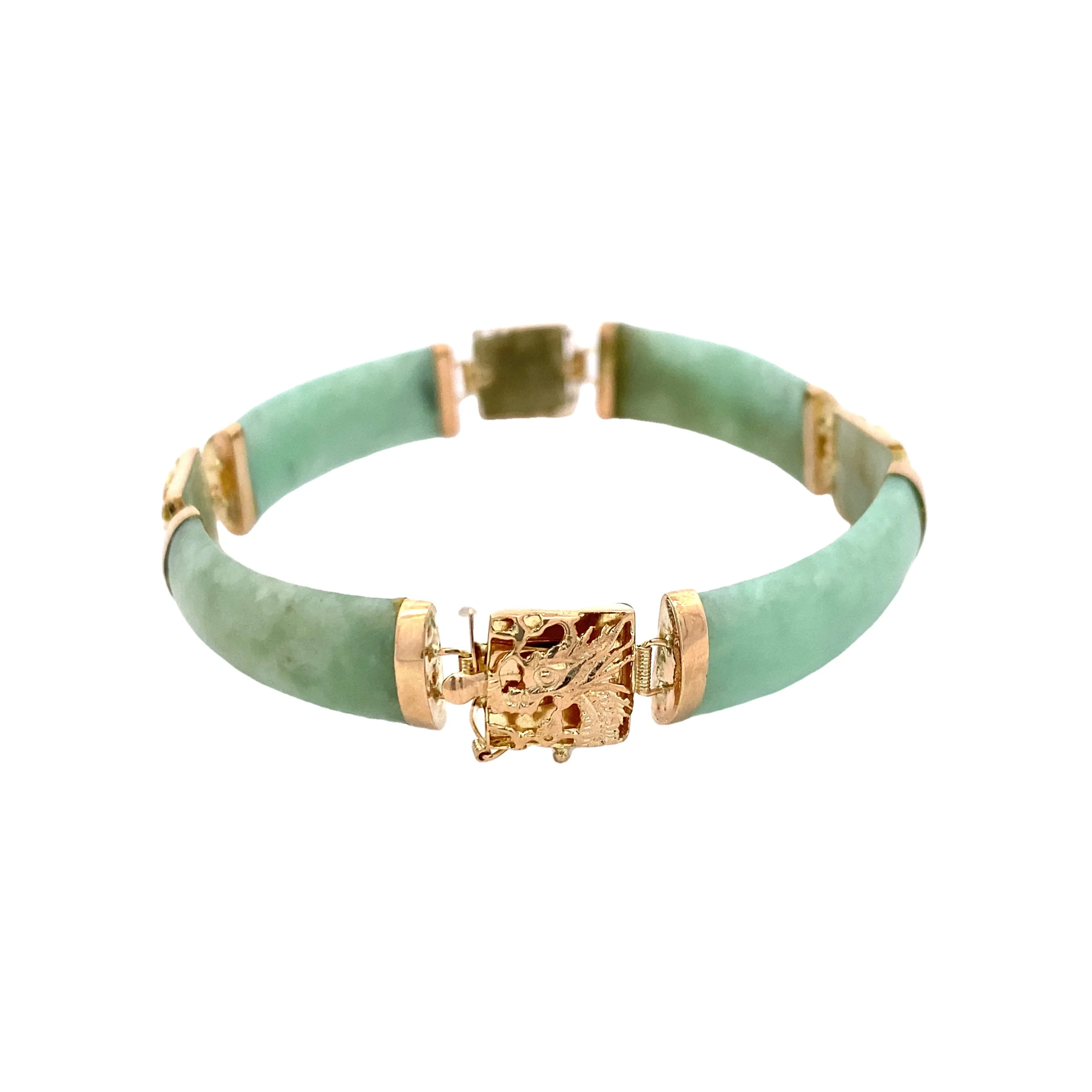 BCJ Estate Jewelry Yellow Gold Jade Bracelet