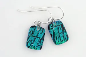 Blue, Green, and Black Cell Drop Earrings