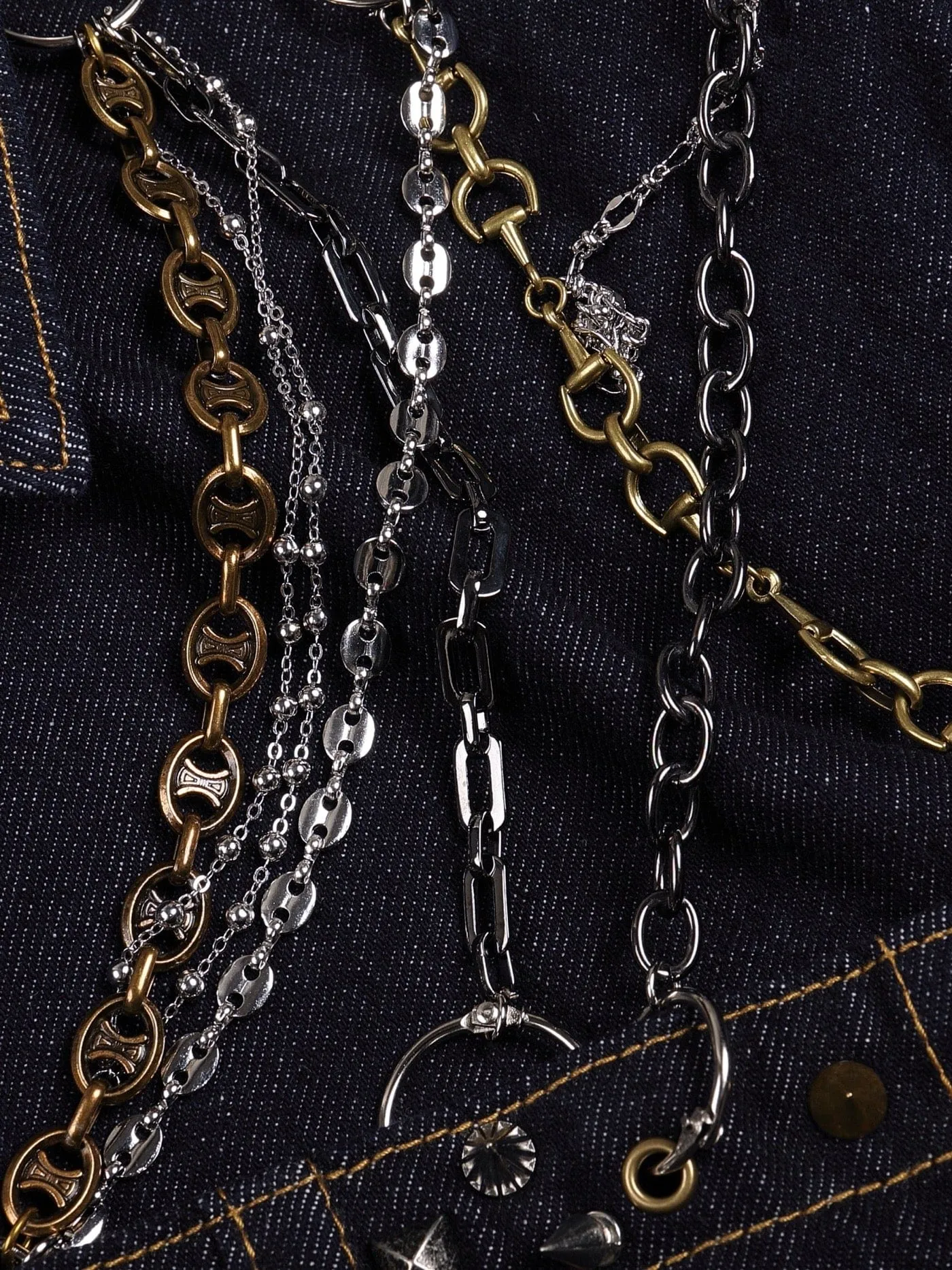 Chain Harness Denim Jacket