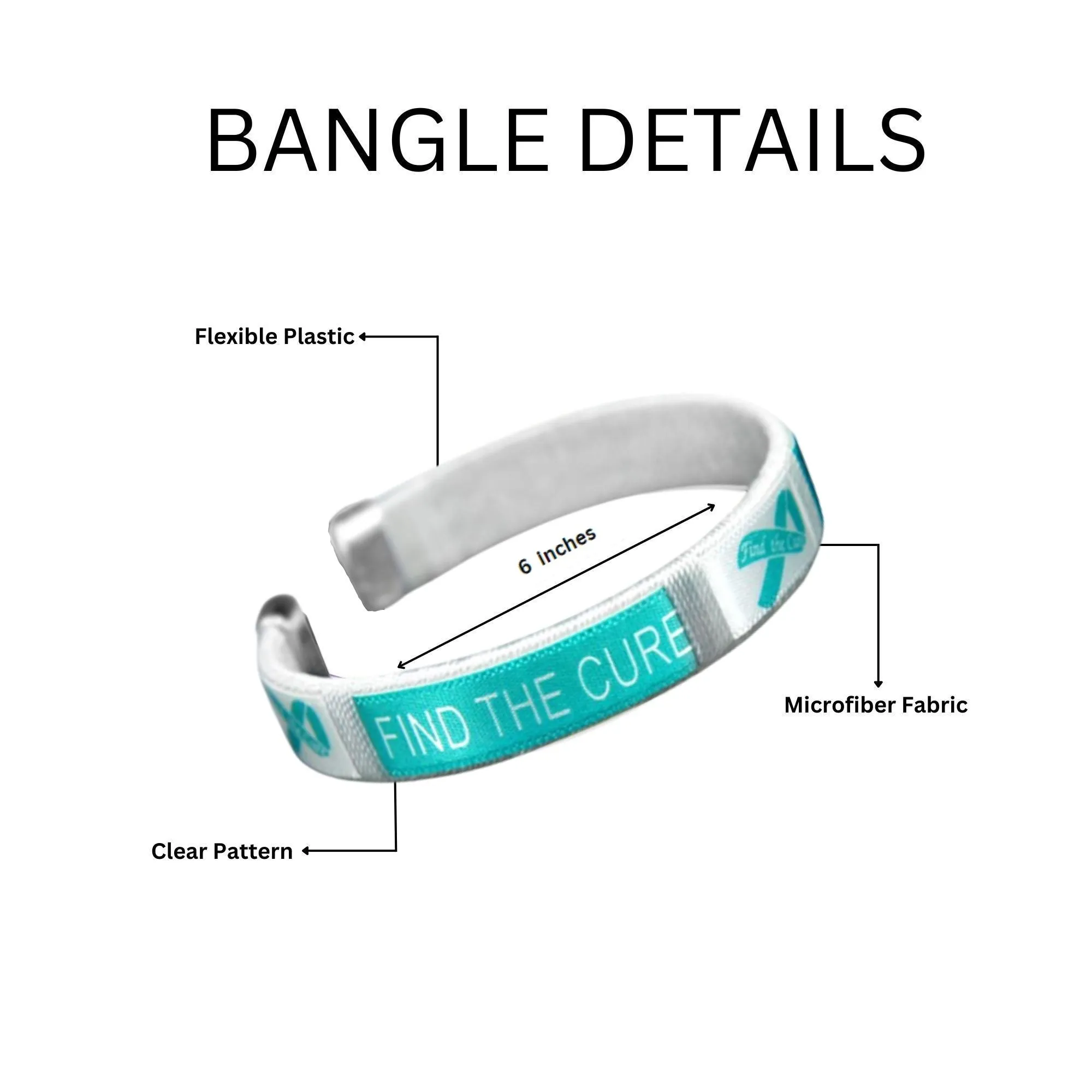 Child Size Teal Ribbon Cure Bangle Bracelets